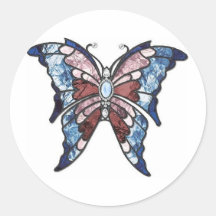 Mariposa del vitral pegatina
