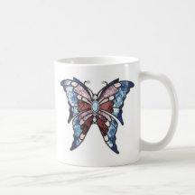 Mariposa del vitral tazas