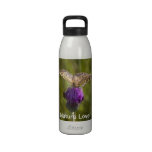Mariposa en amante de naturaleza púrpura de la flo botella de agua reutilizable