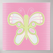 Mariposa en lona rosada posters