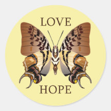 MARIPOSA - ESPERANZA DEL AMOR ETIQUETA REDONDA