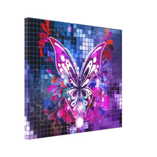 Mariposa púrpura en la impresión de la lona del fo impresión en lona estirada
