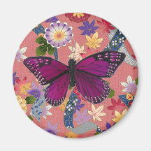 Mariposa púrpura iman de nevera