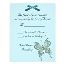 Mariposa que casa la tarjeta de RSVP Invitación
