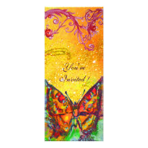 MARIPOSA ROJA EN CHISPAS DEL ORO DE BROWN AMARILLO COMUNICADO PERSONALIZADO