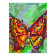 MARIPOSA ROJA EN CHISPAS DEL ORO DEL TRULLO DEL VE POSTAL