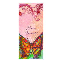 MARIPOSA ROJA EN CHISPAS FUCSIAS ROSADAS DEL ORO COMUNICADOS PERSONALIZADOS