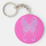 Mariposa rosada compleja llavero personalizado