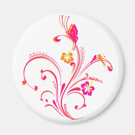 Mariposa rosada de Swirly Imán De Frigorífico