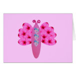 Mariposa rosada del hibisco felicitación