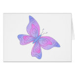 Mariposa rosada y azul tarjeta