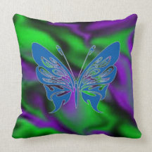 mariposa satén-azul verde púrpura almohadas