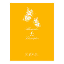 Mariposa simple RSVP del amarillo de la aurora Postal