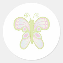 Mariposa verde en blanco pegatinas