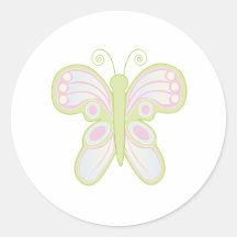 Mariposa verde en blanco etiqueta