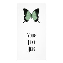Mariposa verde y negra grande tarjeta personal con foto