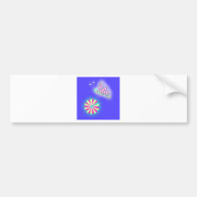 Mariposa y flor del beso de caramelo etiqueta de parachoque
