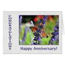 Mariposa y flores del aniversario del empleado tarjeton