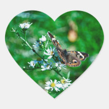 Mariposa y flores pegatinas corazon