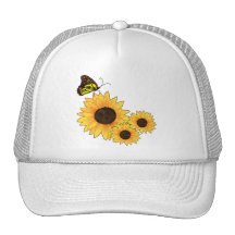 Mariposa y girasoles gorro