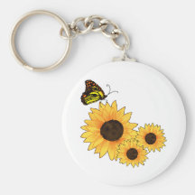 Mariposa y girasoles llavero personalizado