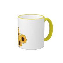 Mariposa y girasoles taza