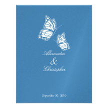 Mariposas azules simples que casan la invitación