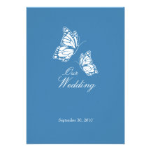 Mariposas azules simples que casan la invitación 2