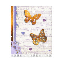 Mariposas bonitas de la púrpura y del oro y collag lienzo envuelto para galerias