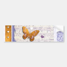 Mariposas bonitas de la púrpura y del oro y collag pegatina de parachoque