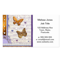 Mariposas bonitas de la púrpura y del oro y collag tarjetas de visita