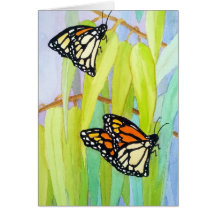 Mariposas de monarca y eucalipto felicitacion 