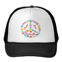 Mariposas del amor de la paz gorro de camionero