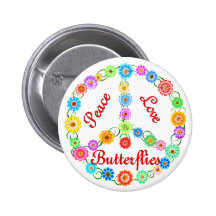 Mariposas del amor de la paz pins