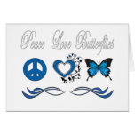 Mariposas del amor de la paz tarjeta
