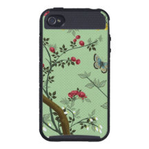 Mariposas hermosas del árbol del flor de la antigü iPhone 4 protectores