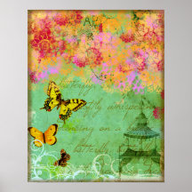 Mariposas que bailan en una impresión del poster d