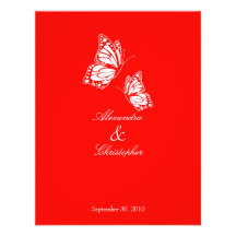 Mariposas rojas simples que casan la invitación