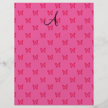 Mariposas rosadas del monograma tarjetas publicitarias