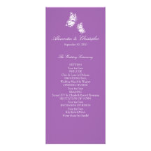 Mariposas violetas simples que casan programa invitación personalizada