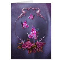 Mariposas y rosas tarjetón