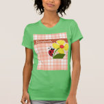 Mariquita anaranjada linda de la tela escocesa camisetas