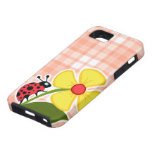 Mariquita anaranjada linda de la tela escocesa iPhone 5 Case-Mate protector