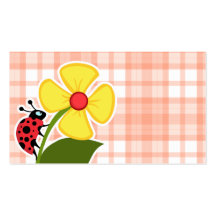 Mariquita anaranjada linda de la tela escocesa tarjetas personales