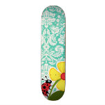 Mariquita; Damasco verde de Seafoam Patinetas Personalizadas
