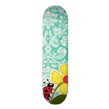 Mariquita; Damasco verde de Seafoam Patinetas Personalizadas