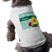 Mariquita; Damasco verde de Seafoam Camisa De Perro
