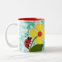 Mariquita; Damasco verde de Seafoam Taza