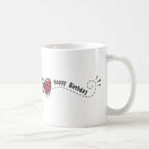 Mariquita del feliz cumpleaños tazas de café
