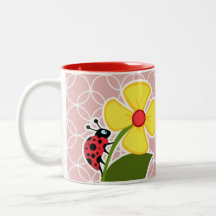 Mariquita en círculos de color de malva tazas de café